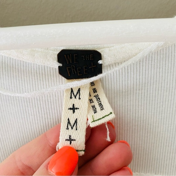 Free People Long Sleeve Thermal Top White Sz Medium - Picture 4 of 10